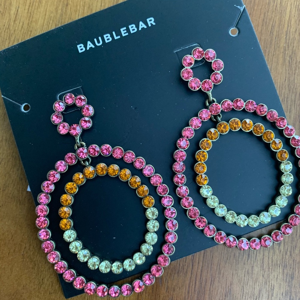 NEW BaubleBar Teardrop Large Pink Orange Earrings